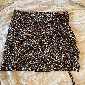 SHEIN floral skirt with ruched side with adjustable tie